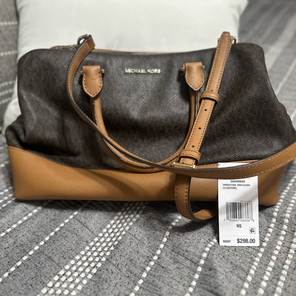 Michael Kors Brown and Tan Satchel Bag